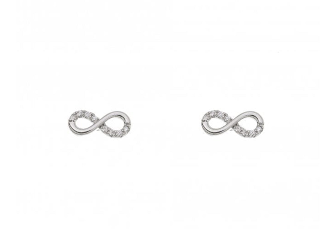Ella Sophia - Sparkling Silver Infinity Design Swarovski Earrings