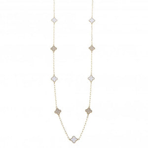 Asifa - 18k Gold Plated Necklace With Sparkling Swarovski Clover & Mother of Pearl Detail - New for 2024