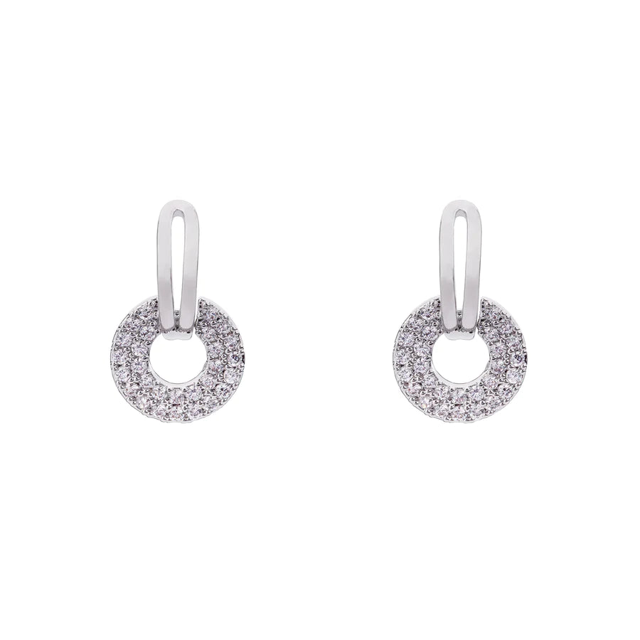 Elizabeth - Sparkling Crystal Dainty Drop Earrings - 18k White Gold Vermeil