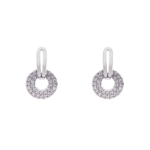 Elizabeth - Sparkling Crystal Dainty Drop Earrings - 18k White Gold Vermeil