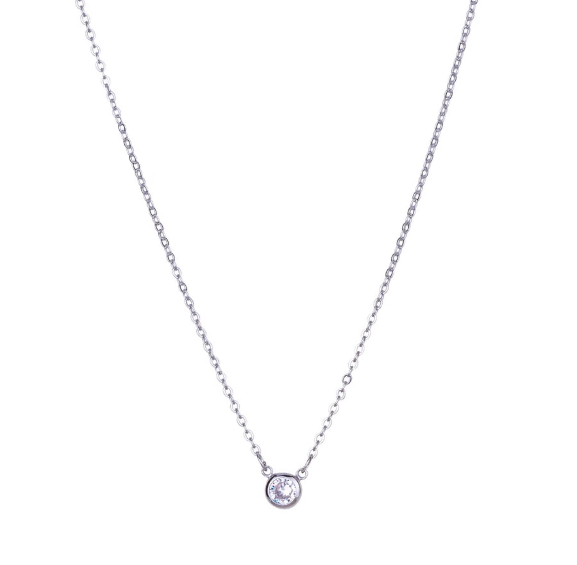Bansri - Sparkling Swarovski Dainty Crystal Pendant Necklace - 18k White Gold Vermeil