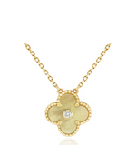 Load image into Gallery viewer, Yasmin - 18k Gold Plated Clover Necklace - RARE Vintage Mother of Pearl

