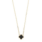 Load image into Gallery viewer, Angalee - 18k Gold Plated Black Onyx Clover Necklace - New for 2024
