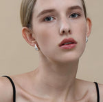 Load image into Gallery viewer, Veneta White Gold - Chic Designer Style 18k White Gold Plated Swarovski Drop Earrings
