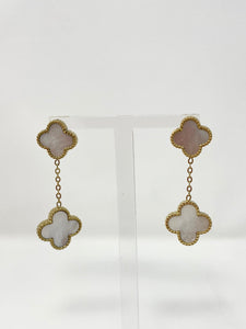 Sehjal - Mother of Pearl Clover Double Drop Earrings