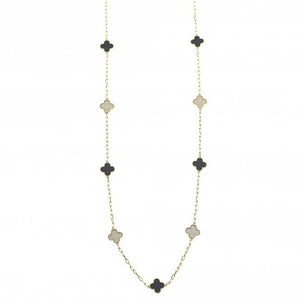 Asifa - 18k Gold Plated Necklace With Sparkling Swarovski Clover & Black Onyx Detail - New for 2024