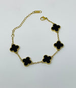 Load image into Gallery viewer, Suhaavi - 18k Gold Plated Black Onyx Clover Necklace - New for 2024
