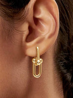 Load image into Gallery viewer, Ella 1.5” - 18k Gold Plated Designer Inspired Hardware Double Drop Earrings - 1.5” drop
