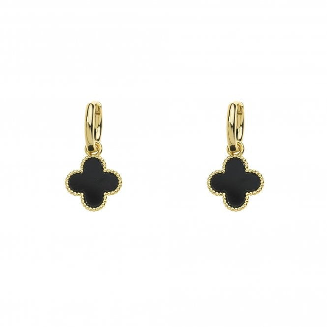 Asifa - 18k Gold Plated Necklace With Sparkling Swarovski Clover & Black Onyx Detail - New for 2024