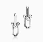 Load image into Gallery viewer, Ella 1.5” - 18k White Gold Plated Designer Inspired Hardware Double Drop Earrings - 1.5” drop
