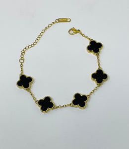 Asifa - 18k Gold Plated Necklace With Sparkling Swarovski Clover & Black Onyx Detail - New for 2024