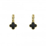 Load image into Gallery viewer, Alessia - REVERSIBLE Black Onyx Clover Dainty Dangle Drop Earrings - 18k Gold Vermeil
