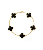 Load image into Gallery viewer, Suhaavi - 18k Gold Plated Black Onyx Clover Necklace
