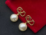 Load image into Gallery viewer, Valentina - Chic Designer Style 18k Gold Plated &amp; Freshwater Pearl Back Drop Earrings
