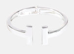 Load image into Gallery viewer, Seena - Gorgeous 18k White Gold Plated T Bangle
