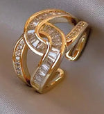 Load image into Gallery viewer, Sejal - 18k Gold Plated Ring with Designer Swarovski Crystal Detail - Size 8
