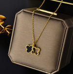 Load image into Gallery viewer, Lovina - 18k GP Black Onyx Swarovski Clover Double Charms Necklace
