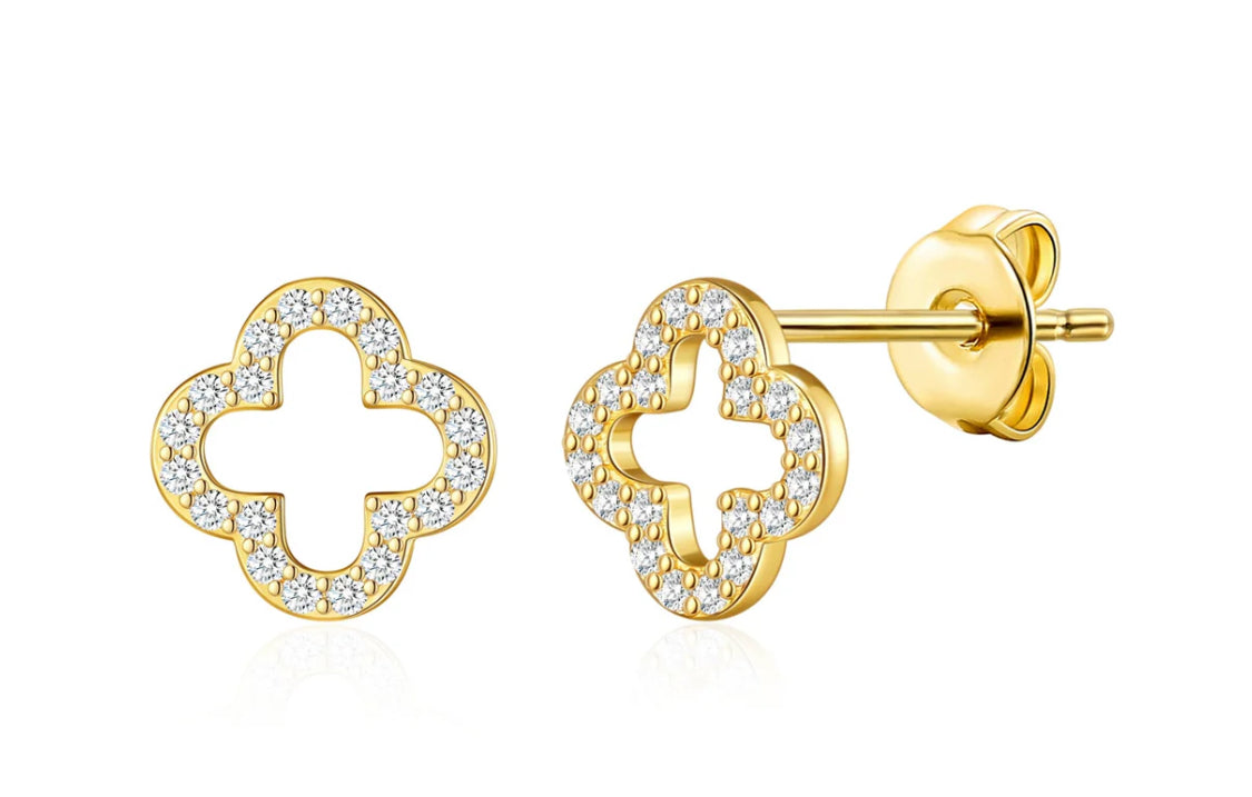 Haloa - 18k Gold Plated Hollow Clover Bracelet with Swarovski Crystals - New for Christmas 2025