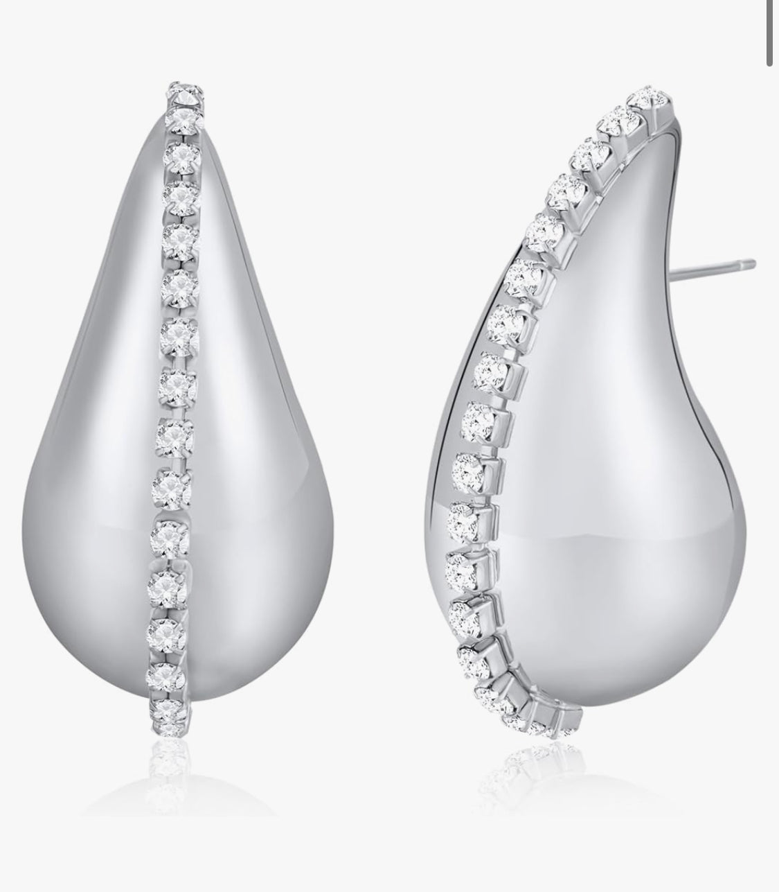 Bottega White Gold - Chic Designer Style 18k White Gold Plated Swarovski Drop Earrings