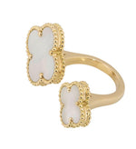 Load image into Gallery viewer, Nikita - 18k Gold Vermeil &amp; Mother of Pearl Designer Clover Cocktail Ring
