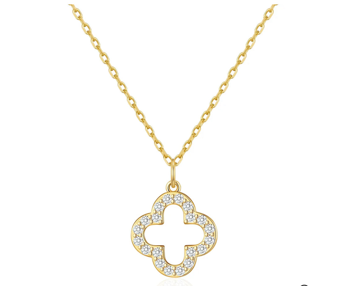 Haloa - 18k Gold Plated Hollow Clover Bracelet with Swarovski Crystals - New for Christmas 2025