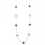 Load image into Gallery viewer, Alessia - REVERSIBLE Black Onyx Clover Dainty Dangle Drop Earrings - 18k Gold Vermeil
