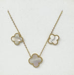 Load image into Gallery viewer, Khushi - 18k Gold Plated White Mother of Pearl Clover Necklace &amp; Studs Set - New for 2024
