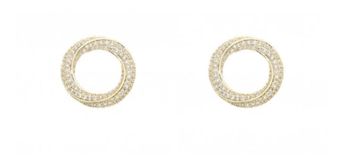 Lara - Sparkling Crystal Swirl Curcle Drop Earrings - 18k Gold Vermeil