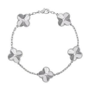 Khadija - 18K White Gold Plated Clover Bracelet