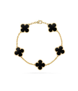 Gabriella - 18k Gold Plated Black Onyx Clover Studs - 10mm