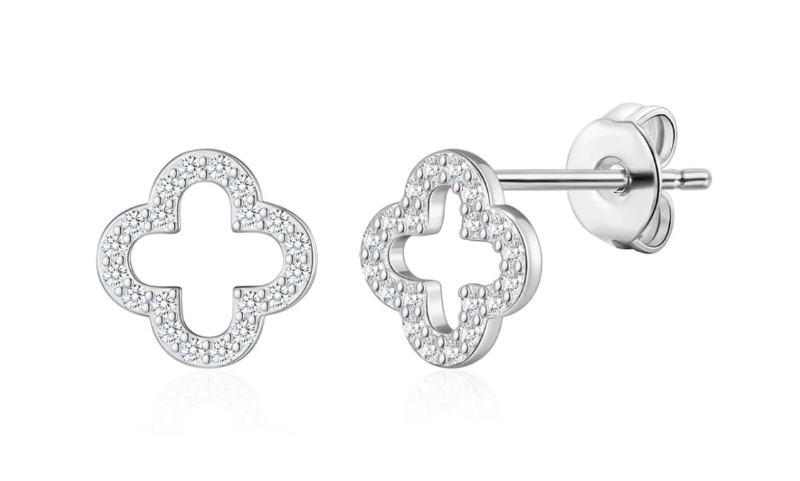 Haloa - 18k White Gold Plated Hollow Clover Bracelet with Swarovski Crystals - New for Christmas 2025