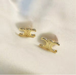 Load image into Gallery viewer, Celine - Chic Designer Style 18k Gold Plated Studs. Comes with Freshwater Pearl Backers FREE
