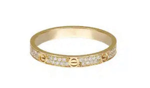 Zahida - 18k Gold Vermeil, Swarovski Crystal “Love” Ring with Designer Screw Detail & Pavé Set Crystals