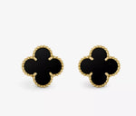 Load image into Gallery viewer, Gabriella - 18k Gold Plated Black Onyx Clover Studs - 10mm
