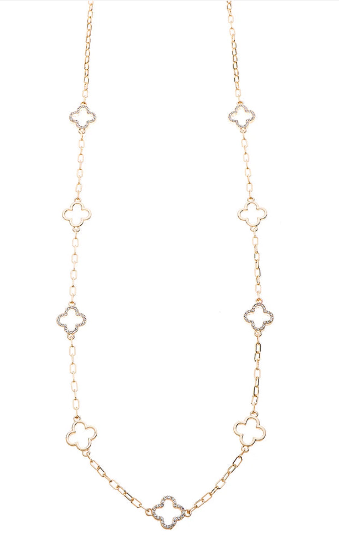 Madi - Sparkling Swarovski Clover 18k Gold Vermeil Long Necklace