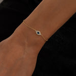Load image into Gallery viewer, Nazreen - Dainty Swarovski 18k White Gold Plated Evil Eye Nazr Bracelet - New for 2024
