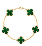 Load image into Gallery viewer, Suhaavi - 18k Gold Plated Green Malachite Clover Necklace
