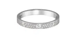 Zahida - 18k White Gold Vermeil, Swarovski Crystal “Love” Ring with Designer Screw Detail & Pavé Set Crystals