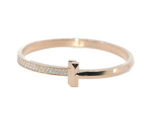 Seena - Gorgeous Swarovski Crystal Studded 18k Gold Plated T Bangle