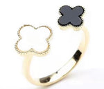 Load image into Gallery viewer, Nikita - 18k Gold Vermeil &amp; Mother of Pearl / Onyx Designer Clover Cocktail Ring
