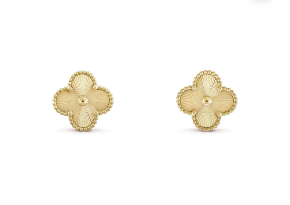 Annika - Sparkling Crystal 18k Gold Vermeil Clover Stud Earrings