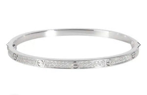Anvay - 18k White Gold Plated Swarovski Crystal Love Bangle
