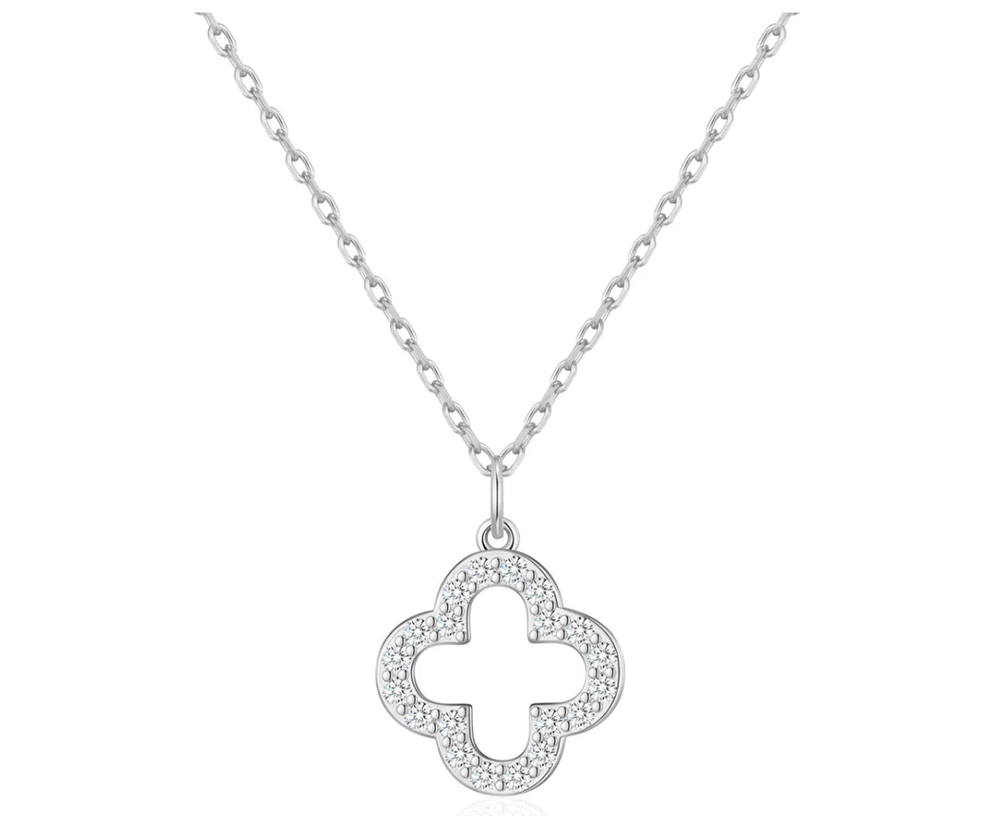 Haloa - 18k White Gold Plated Hollow Clover Bracelet with Swarovski Crystals - New for Christmas 2025