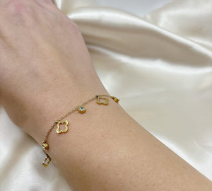 Ava - Stunning 18k Gold & Swarovski Designer Clover Charms Bracelet