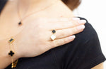 Load image into Gallery viewer, Nikita - 18k Gold Vermeil &amp; Mother of Pearl / Onyx Designer Clover Cocktail Ring
