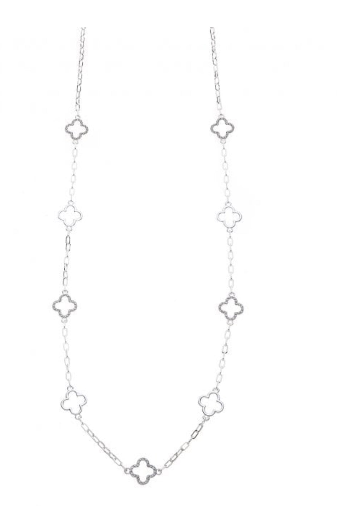 Jaya - 18k White Gold Plated Necklace With Sparkling Swarovski Clover Detail - New for A/W 2024