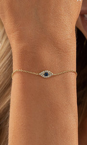 Nazreen - Dainty Swarovski 18k Gold Plated Evil Eye Nazr Bracelet - New for 2024