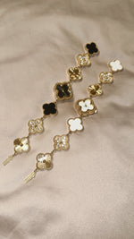 Load image into Gallery viewer, Roopa - 18K Gold Plated Clover Watch Bracelet - White Clover/Swarovski Crystal/Gold filled
