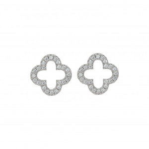 Andi - White Gold Plated Swarovski Crystal Clover Earrings - New for 2024