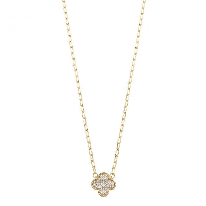 Aaliyah - 18k Gold Plated Crystal Clover Necklace - New for 2024
